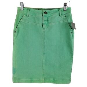 Anthropologie Holding Horses Denim Green Pencil Mini Skirt New Size 26